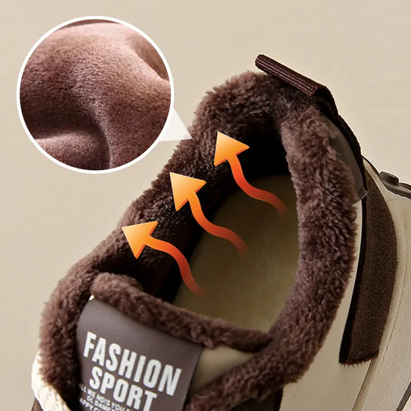 Warm PU Leather Sneakers with Thick Sole