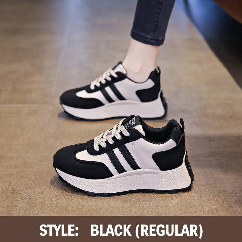 Warm PU Leather Sneakers with Thick Sole
