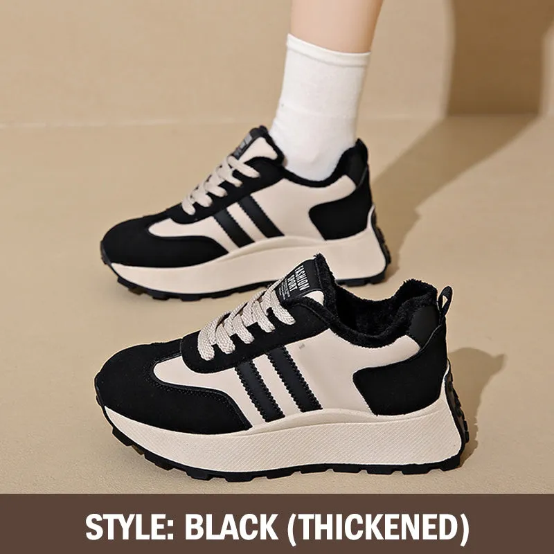 Warm PU Leather Sneakers with Thick Sole