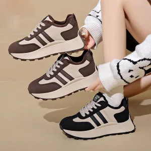 Warm PU Leather Sneakers with Thick Sole