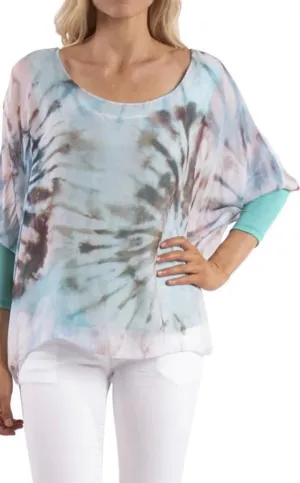 Washable silk tie dye turquoise