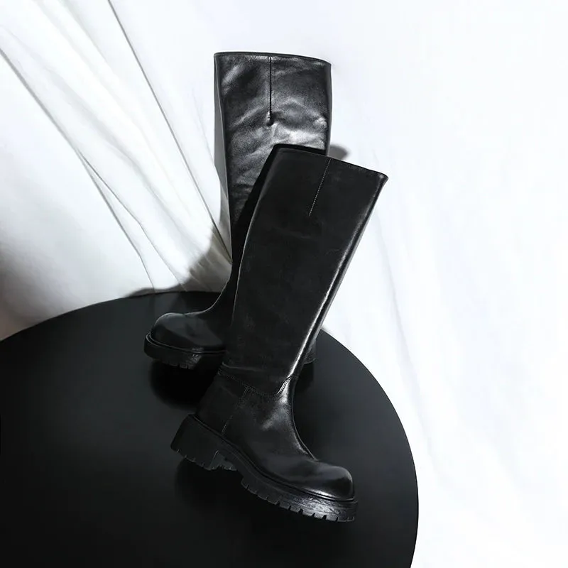 Washed Horsehide Knee-High Boots
