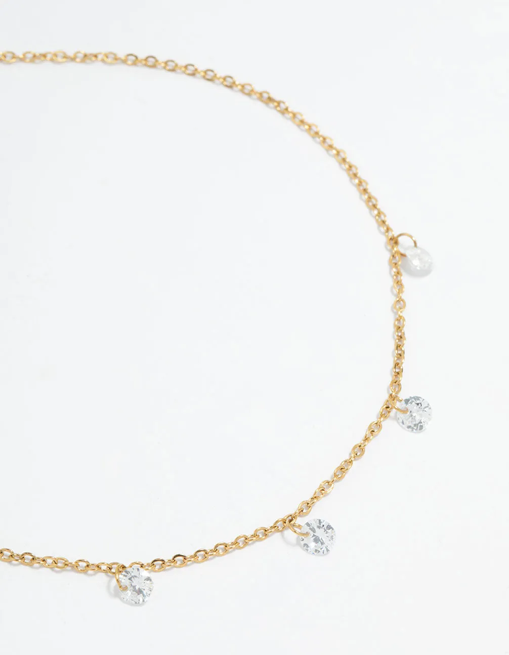 Waterproof Gold Plated Stainless Steel Cubic Zirconia Droplet Anklet