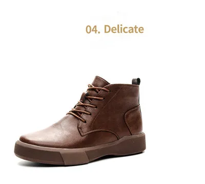 Women Arch Spupport Leather Ankle Boots Warm Femme Short Boots Waterproof Shoes