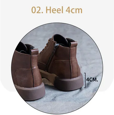 Women Arch Spupport Leather Ankle Boots Warm Femme Short Boots Waterproof Shoes