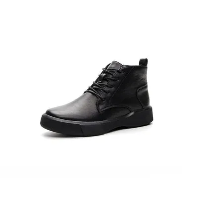 Women Arch Spupport Leather Ankle Boots Warm Femme Short Boots Waterproof Shoes
