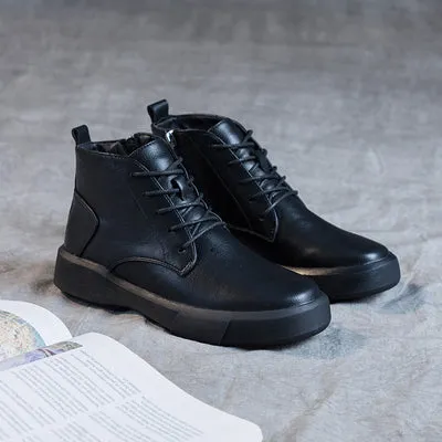 Women Arch Spupport Leather Ankle Boots Warm Femme Short Boots Waterproof Shoes