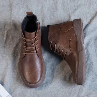 Women Arch Spupport Leather Ankle Boots Warm Femme Short Boots Waterproof Shoes