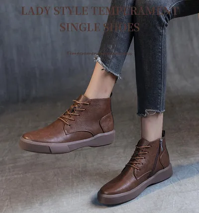 Women Arch Spupport Leather Ankle Boots Warm Femme Short Boots Waterproof Shoes