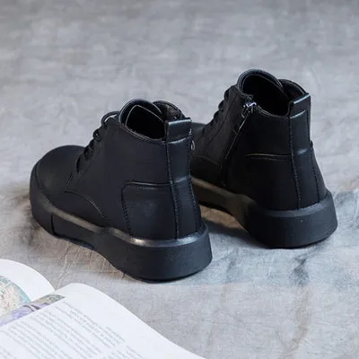 Women Arch Spupport Leather Ankle Boots Warm Femme Short Boots Waterproof Shoes