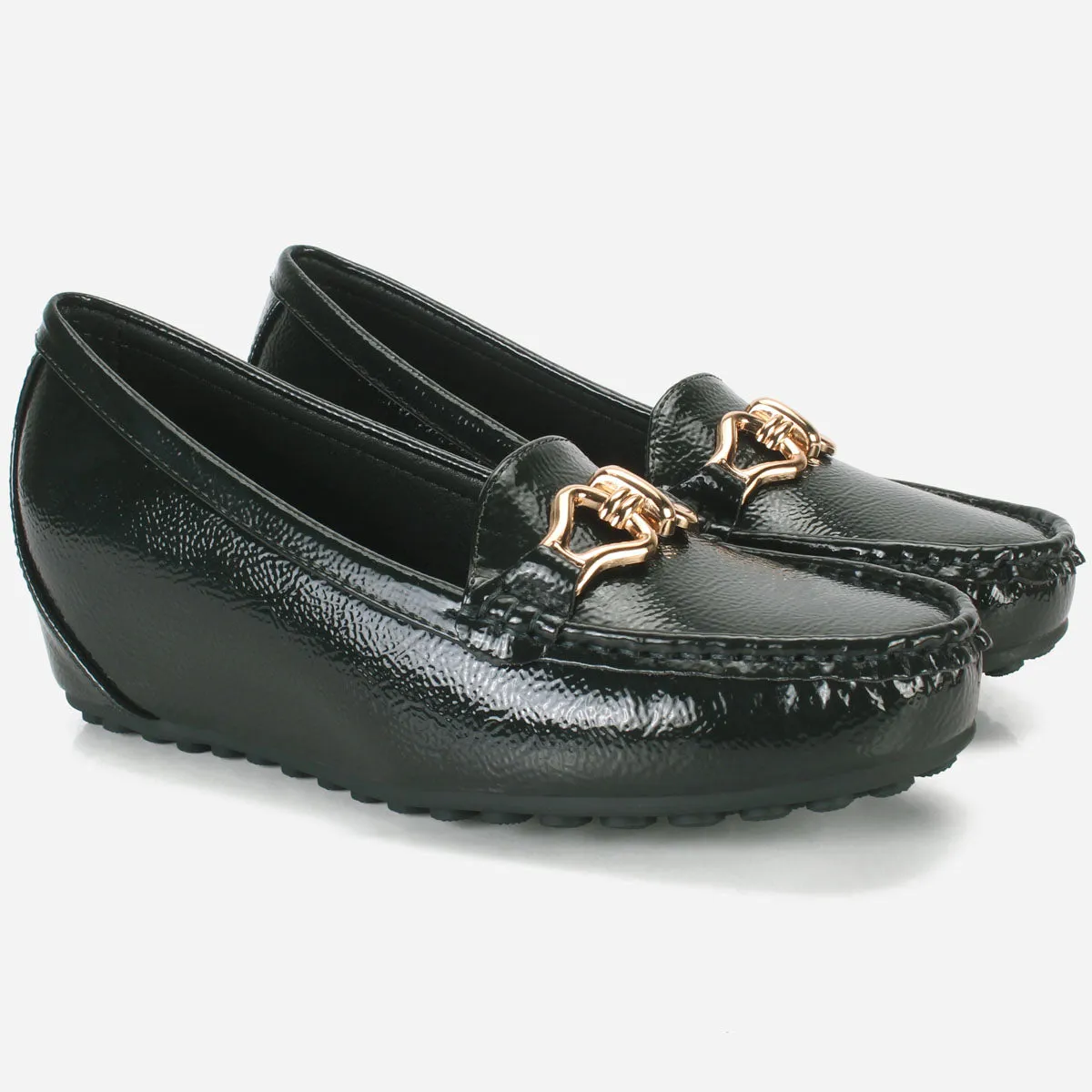 Womens "ALORA" High Wedge Comfy Moccasins