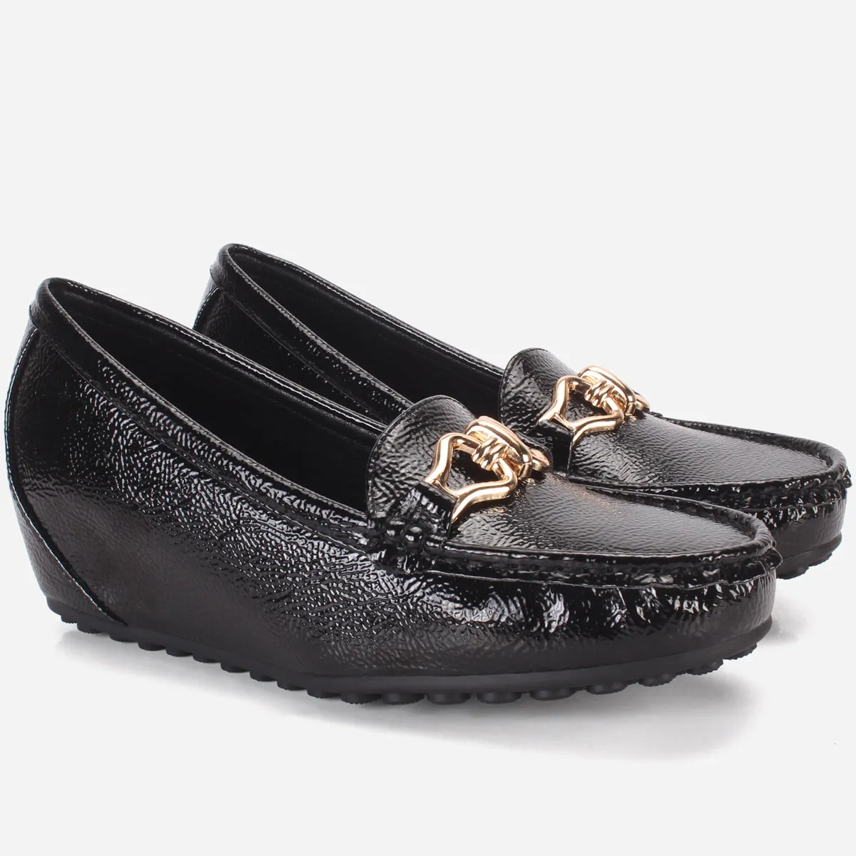 Womens "ALORA" High Wedge Comfy Moccasins
