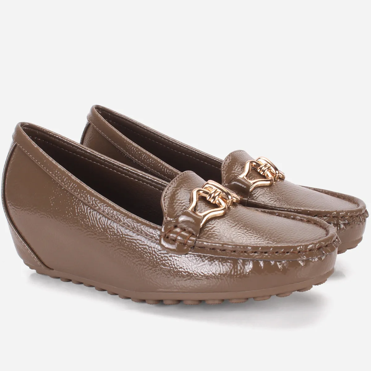Womens "ALORA" High Wedge Comfy Moccasins