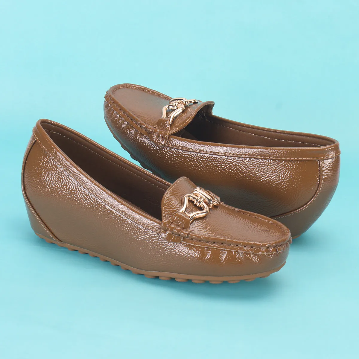Womens "ALORA" High Wedge Comfy Moccasins