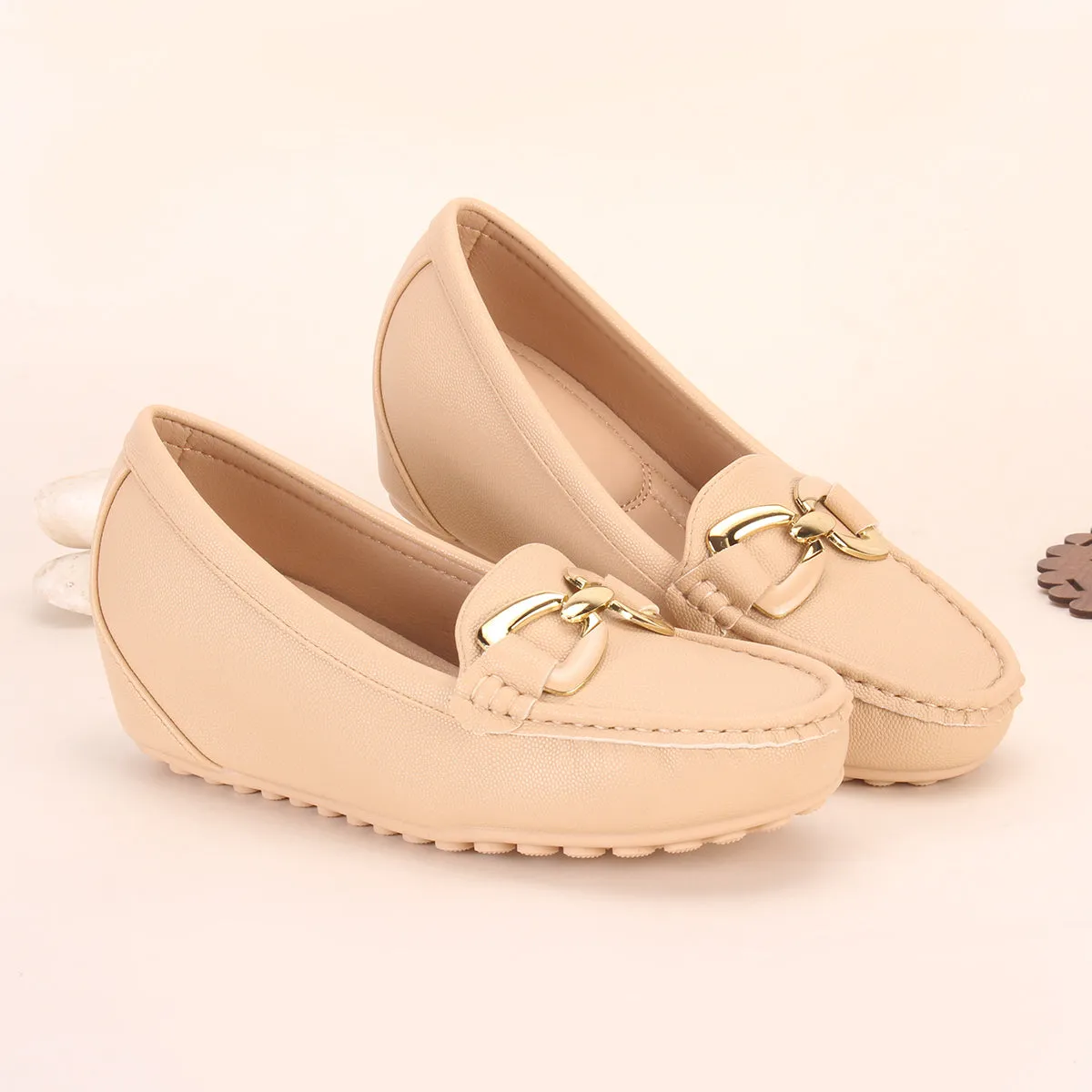 Womens "AMIYA" High Wedge Comfy Moccasins