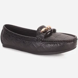 Womens "TRACEY" Flat Comfy Slide In Moccasins