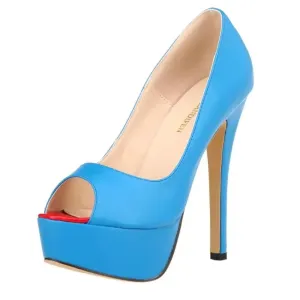 Womens Sexy Pumps Fashion Matte Leather Platform Stilettos 14cm High Heels Open Toe Party Nighclub Wedding Shoes Large Size 44