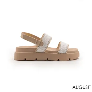 WOVEN STRAPS SANDAL WITH LEATHER SOLE