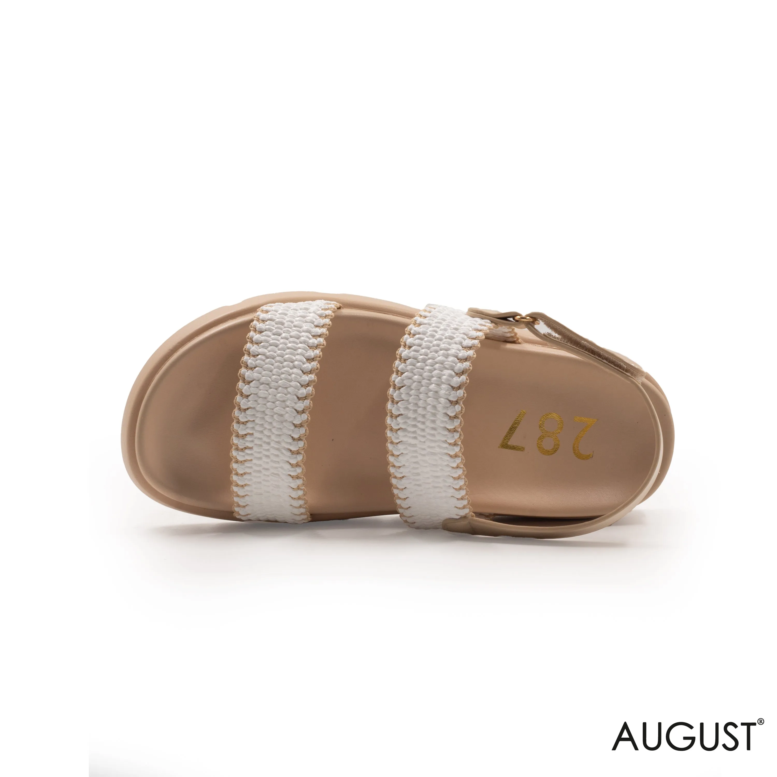 WOVEN STRAPS SANDAL WITH LEATHER SOLE