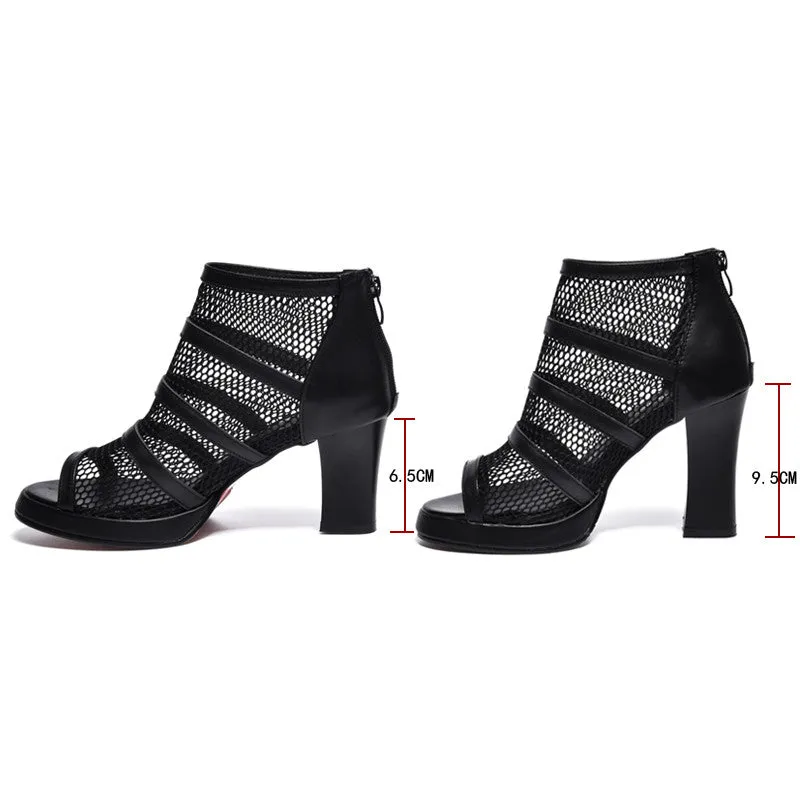 Zipper Mesh Women's High Heel