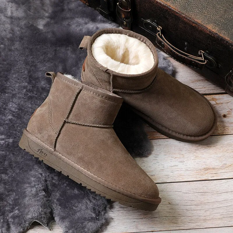 ZUZI Brand Winter Men And Women Snow Boots Australia Style Genuine Leather Ankle Boots Women Waterproof Warm Short Shoes